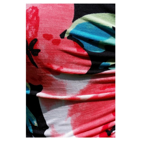 Rose Print Maxi Dress Stretch Fitted Waist EASTER! - Picture 3 of 6